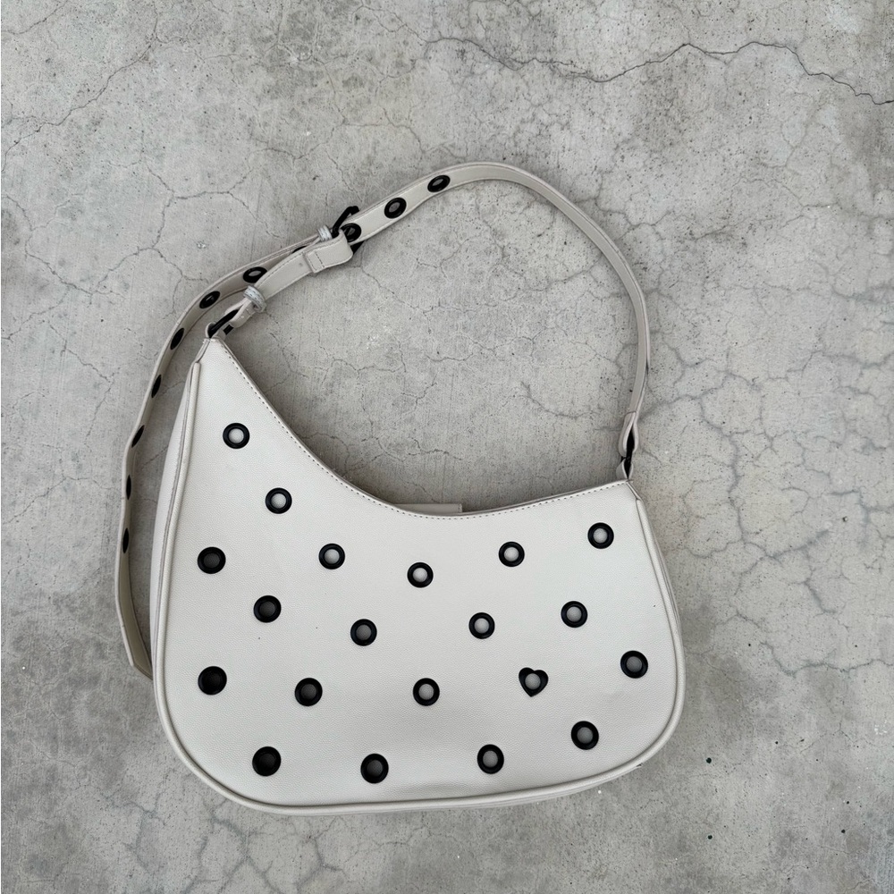 Betsey Johnson Be Mine Ivory Leather Shoulder Bag